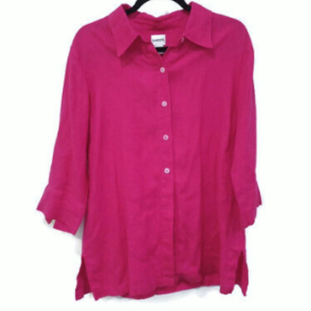 NWT $68 Chico’s Size 2 Linen/Cotton button up blouse.